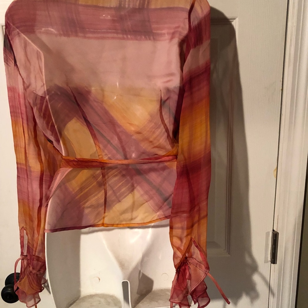 Ron Leal sheer vintage wrap blouse size S - Picture 3 of 3